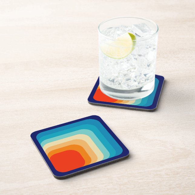 70s Square Rainbow Getränkeuntersetzer (Rechte Seite)