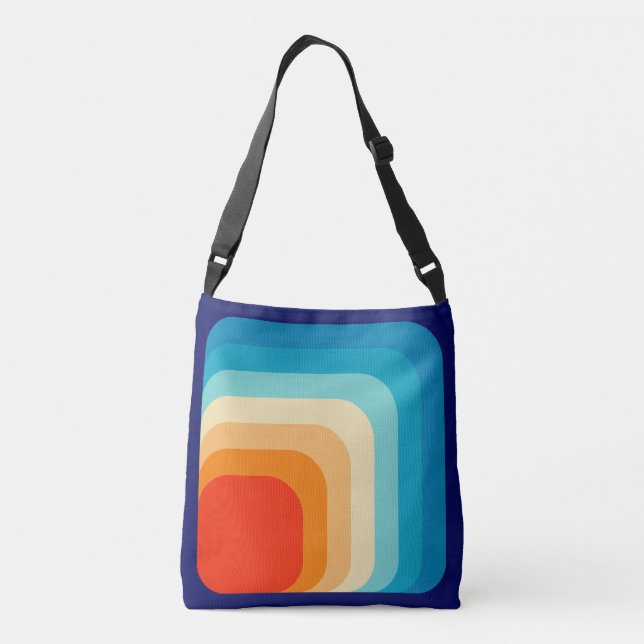 70s Square Rainbow Tragetaschen Mit Langen Trägern (Rückseite)