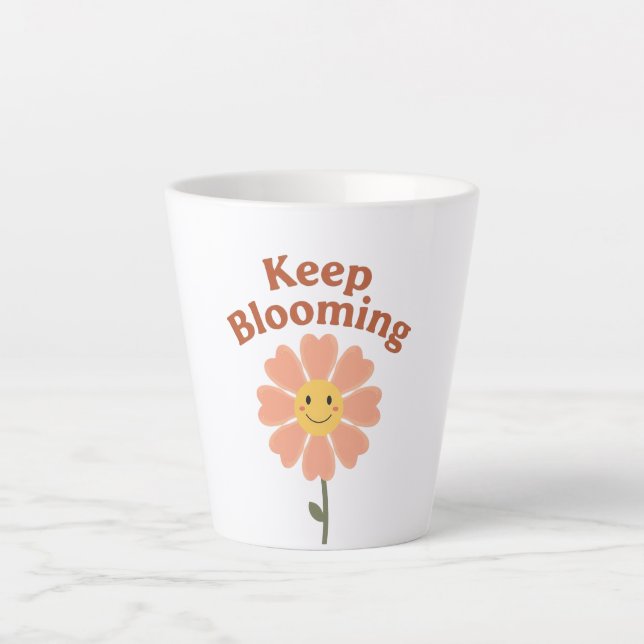 70s Style Happy Flower Graphic Milchtasse (Vorderseite)