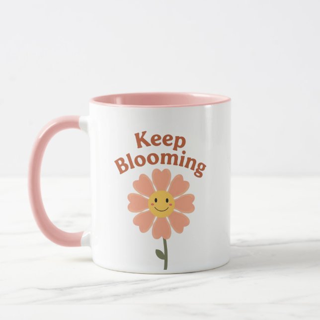 70s Style Happy Flower Graphic Tasse (Links)