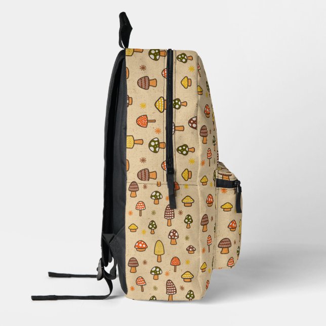 70s Style Retro Mushrooms Bedruckter Rucksack (Links)