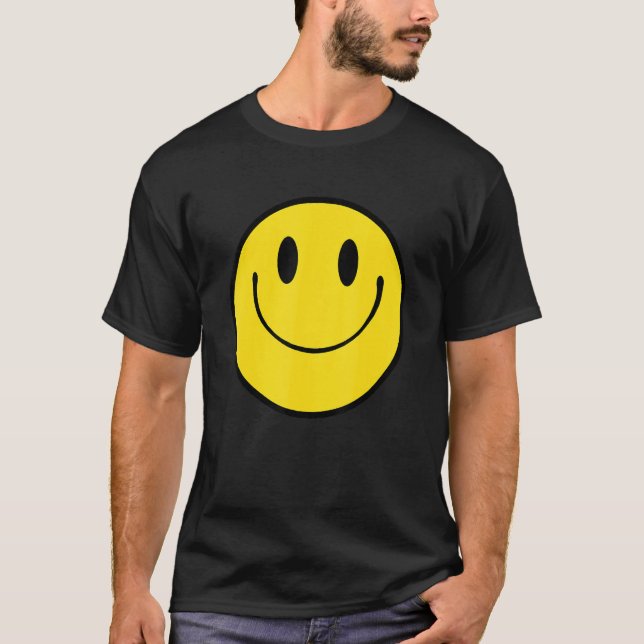 70s Yellow Smile Face  Cute Happy Peace Happy Face T-Shirt (Vorderseite)