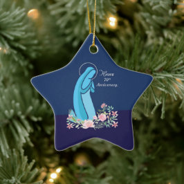 70th Anniversary of Religious Life Nun Pink Flower Keramik Ornament