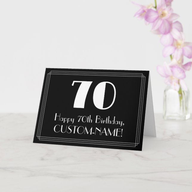 70th Birthday ~ Art Deco Inspired Look "70", Name Karte (Orchidee)