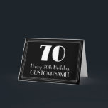 70th Birthday ~ Art Deco Inspired Look "70", Name Karte<br><div class="desc">The front of this Roaring '20s inspired and vintage appearance birthday themed greeting card design features a large art deco look inspired number "70", the message "Happy 70th Birthday, ", a personalized name, and a border pattern consisting of thin lines. The inside features a custom birthday greeting message, or could...</div>