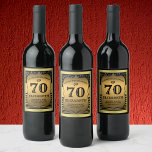 70th Birthday Celebration Black & Gold Standards Weinetikett<br><div class="desc">70th birthday parties can be times of fun and opportunities to create great memories. These vintage retro style black and gold bottle labels really add to the elegance of the celebration. The text is easily edited using the template provided.</div>