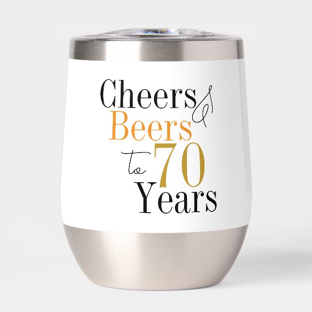 70th Birthday Cheers Beers Party Favor  (Vorderseite)