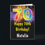 70th Birthday Colorful Rainbow Fireworks Card Karte<br><div class="desc">70th Birthday Colorful Rainbow Fireworks Card with personalized name. For further customization,  please click the "Customize it" button and use our design tool to modify this template.</div>