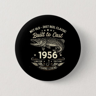 70th Birthday Fishing Gift Men Original 1956 Lied Button