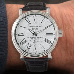 70th Birthday Gift Watch Armbanduhr<br><div class="desc">70th birthday gift wristwatch. To celebrate a special 70th birthday. Mark a significant birthday milestone with a birthday gift watch with the name of the recipient as well as the landmark 70th birthday being celebrated. Clean and stylish roman numerals on a white background. 70th. Seventy years old. 70th birthday gift...</div>