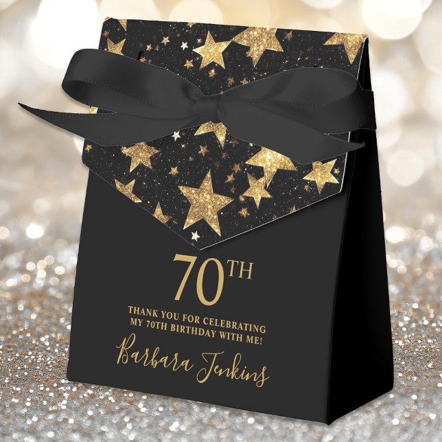 70th Birthday Gold Stars Thank You  Geschenkschachtel (Von Creator hochgeladen)