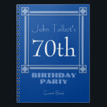 70th Birthday Guest Book Notizblock<br><div class="desc">Vintage and retro style for this customizable 70th birthday Party Guest book in blue with a half-transparentframe. You can easily change color background and text (machen, mitbewohner, size and position) by clicking the customize button.</div>