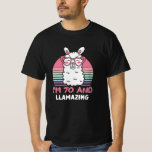 70th Birthday Llamazing Llama 70 Year Old Birthday T-Shirt<br><div class="desc">Retro Vintage Style Birthday Gift Design Perfect To Pair With Shorts,  Leggings Or Jeans For A Casual Yet Trendy Look. Humorous Funny Humor Birthday Gift Outfit For Family Member,  Loved One Or Yourself. Matches Loads Of Clothes. GET YOURS TODAY!</div>