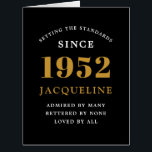 70th Birthday Name 1952 Black Gold Elegant Card<br><div class="desc">Eine personalisierte,  schicke Geburtstagskarte,  die sich leicht an diesen besondere Anlass anpassen lässt.</div>