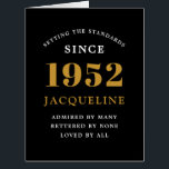 70th Birthday Name 1952 Black Gold Elegant Card<br><div class="desc">Eine personalisierte,  schicke Geburtstagskarte,  die sich leicht an diesen besondere Anlass anpassen lässt.</div>