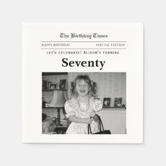 70th Birthday Newspaper Paper Napkins Serviette