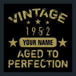 70th Birthday Party 1952 Add Your Name Poster<br><div class="desc">Celebrate a milestone age with these custom birthday party supplies. Personalize them by adding the birthday person’s name. Cool birthday ideas for dad or men.</div>