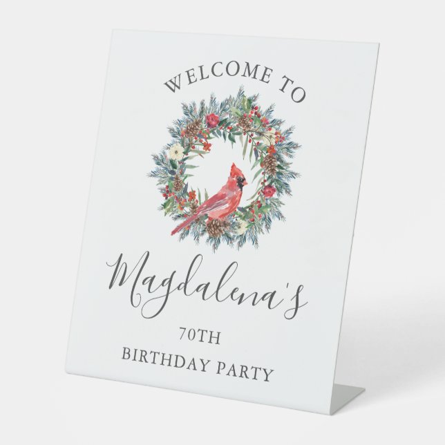70th Birthday Party Red Cardinal Welcome Sockelschild (Vorderseite)