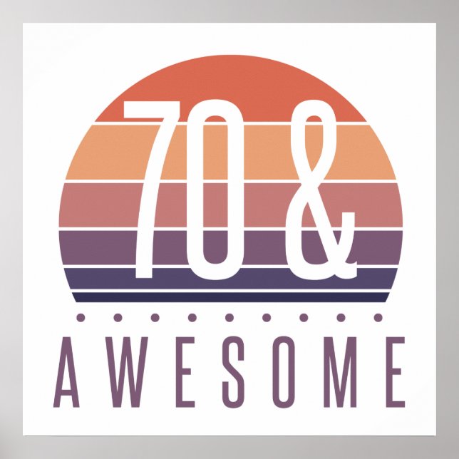 70th Birthday Retro Sunset Poster (Vorne)
