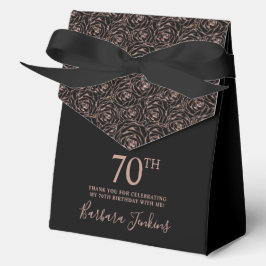 70th Birthday Rose Gold Glitter Roses Thank You Geschenkschachtel