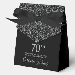 70th Birthday Silver Glitter Roses Thank You  Geschenkschachtel