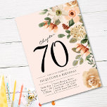 70th Birthday Vintage Floral Einladung<br><div class="desc">Sophisticated and elegant script birthday invitation.</div>