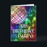 70th Einladung mit Disco-Ball und Regenbogenstars<br><div class="desc">Ein funkelnder Spiegelball und ein sternvoller Regenbogen machen dies zu einer großartigen Karte für die Jungen im Herzen.</div>