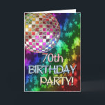 70th Einladung mit Disco-Ball und Regenbogenstars<br><div class="desc">Ein funkelnder Spiegelball und ein sternvoller Regenbogen machen dies zu einer großartigen Karte für die Jungen im Herzen.</div>