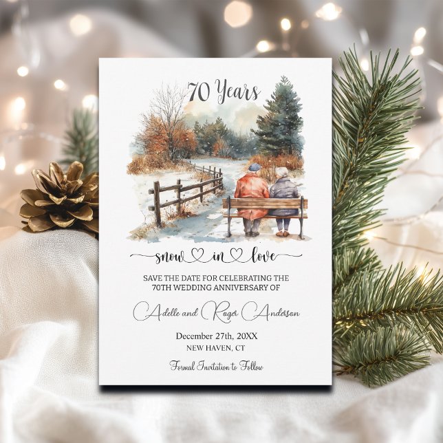 70th Wedding Anniversary Winter Landscape Romantic Save The Date (Von Creator hochgeladen)