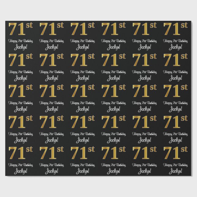 71. Geburtstag: Elegante Luxuriöse Imitate Gold Lo Geschenkpapier (Flach)