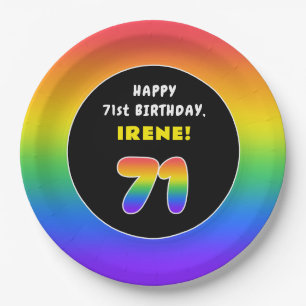 71. Geburtstag: Farbiger Regenbogen # 71, Individu Pappteller