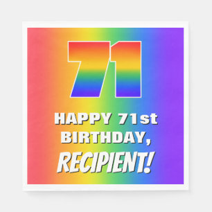71. Geburtstag: Farbiges, lustiges Regenbogenmuste Serviette