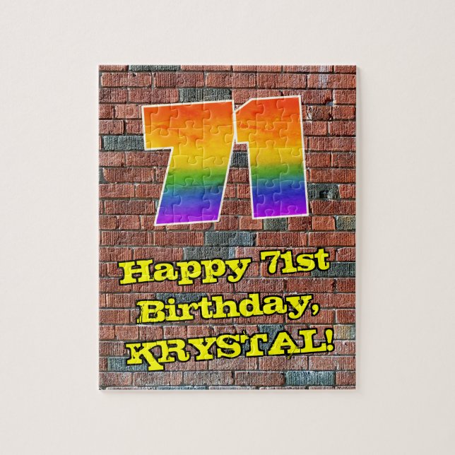 71. Geburtstag: Fun Graffiti-Inspiriert Regenbogen (Vertikal)