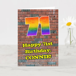 71. Geburtstag: Fun Graffiti-Inspiriert Regenbogen Karte