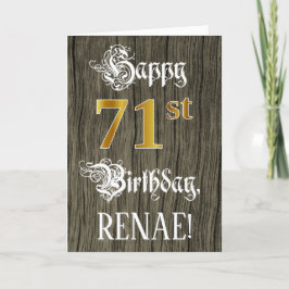 71. Geburtstag: Imitate Gold Look + Imitate Holzmu Karte