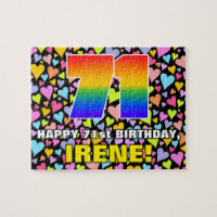 71. Geburtstag — Spaß, Liebende Herzformen + "71"