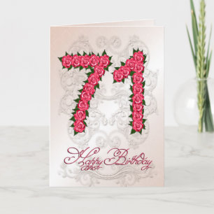 71. Geburtstagskarte mit Rose und Blätter Karte