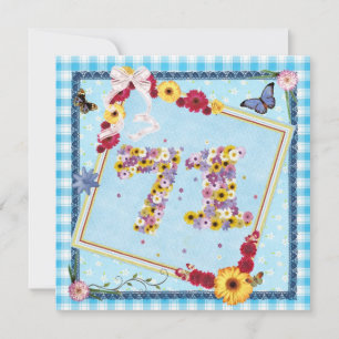 71. Geburtstagsparty Einladung Blume, Schmetterlin