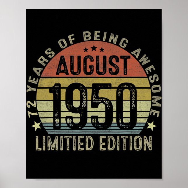 71 Jahre Alte Geschenke August 1951 Limited Editio Poster (Vorne)