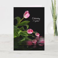 71. Jubiläum rosa Tulpen in Wasserkarte
