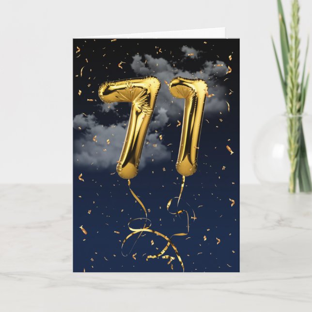 71e Anniversaire Gold Mylar Balloon et carte Confe (Devant)