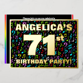 71st Birthday Party — Fun, Colorful Music Symbols Folieneinladung