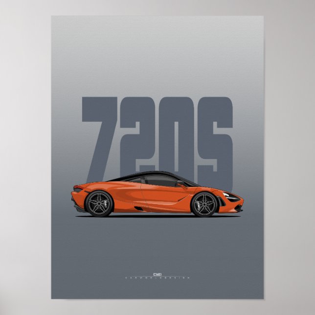 720S Supercar Poster - Azoren Orange (Vorne)
