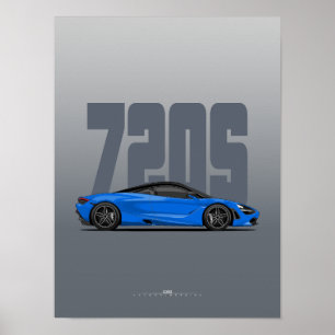 720S Supercar Poster - Blau
