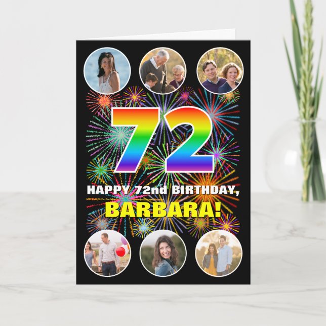 72. Geburtstag: Fun Rainbow #, Individuelle Name & Karte (Vorderseite)