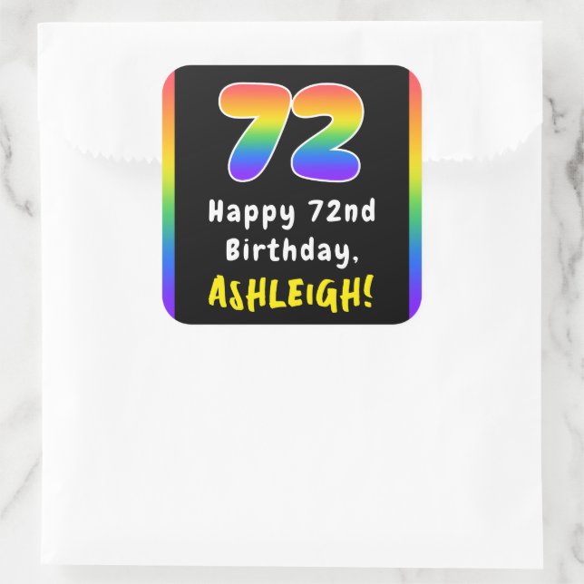 72. Geburtstag: Rainbow Spectrum # 72, Individuell Quadratischer Aufkleber (Tasche)