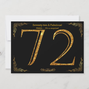 72. Geburtstagsfeier,Gatsby-Styl,Schwarzer Glitzer Einladung