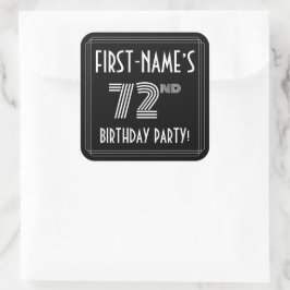 72. Geburtstagsparty: Art Deco Stil & Individuelle Quadratischer Aufkleber
