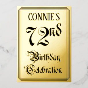 72. Geburtstagsparty — Elegantes Script + Individu Folieneinladung
