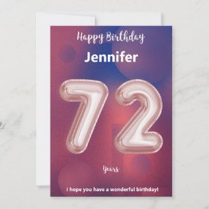72 Jahre alte Happy Birthday Card